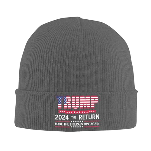 Anceky Trump 2024 – Die Rückkehr bringt die Liberalen Wieder zum Weinen – Geschenke für Trump-Liebhaber – Beanie-Mütze für Damen, Strickmütze, Herren, Totenkopfmütze, Schwarz