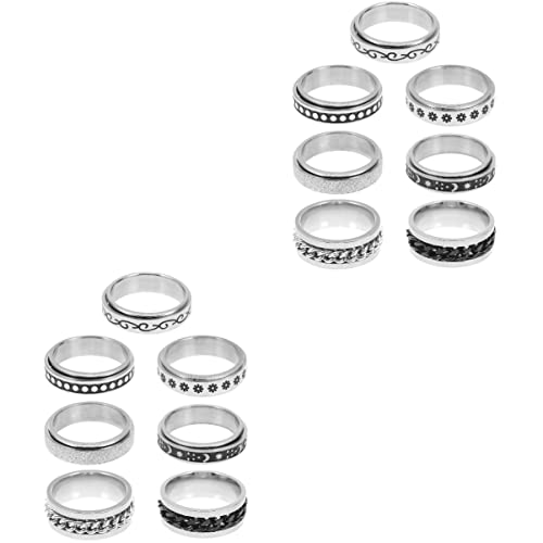 FOMIYES 2sets Fidget Ring Rotatable Ring for Men/Women Titanium Steel Finger Jewelry 7pcs*2