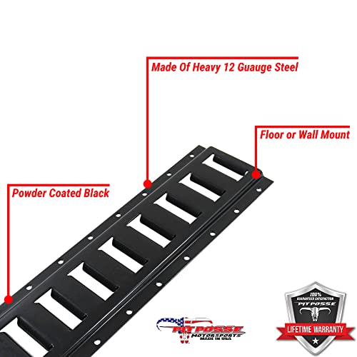 Pit Posse 11015Bk-4 E-Track Horizontal 5' Ft Rails For Tie Downs (4 Pack) Made In Usa Heavy Gauge Steel Adjustable Powder Coated Black - Flatbed Truck Cargo Van Or Enclosed Trailer (5 Foot/4-Pack) #TOP5