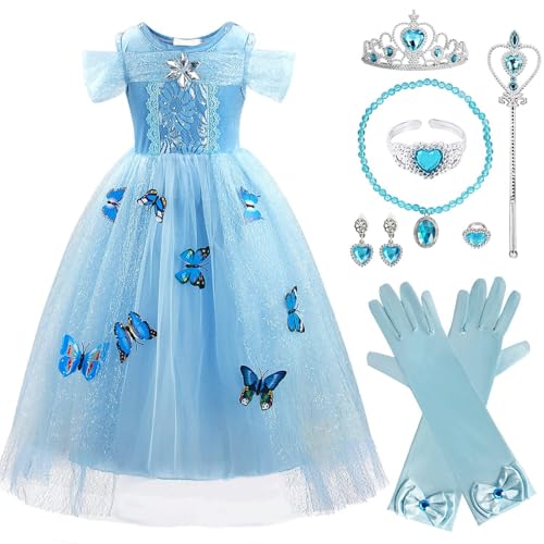 Vestido de princesa Cenicienta para niña, disfraz de fiesta de ma...