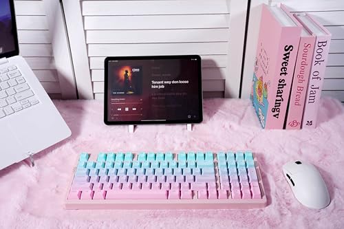 Image of ZORNHER ZH980 Mechanical Keyboard,95% Pink & Blue Creamy Keyboard with Number Pad,Gaming Keyboard Full Size,Shine Through PBT Keycaps,Creamy Sounding Linear Switches
