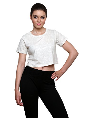 Image of LE BOURGEOIS Women Loose Fit Round Neck Short Sleeve Cotton Crop Top