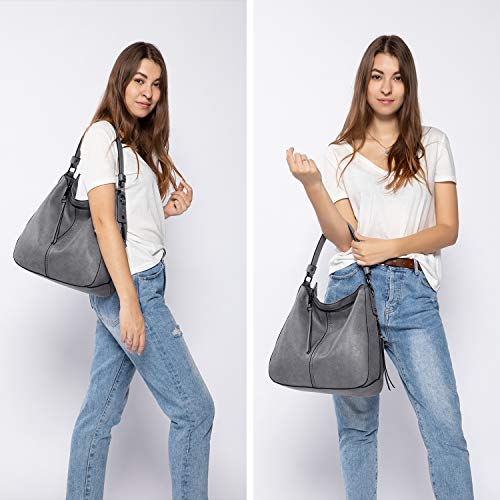 Image of Realer Hobo Crossbody Bags for Women Designer Faux Leather Hobo Handbags Retro Large Size Shoulder Bag Bucket Purse