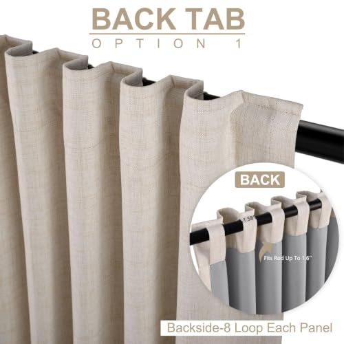 Image of Linen Textured Total Blackout Curtains for Bedroom 54 Inches Long, Cream | 100% Blackout Shield, Back Tab /Rod Pocket Living Room Drapes, Thermal Insulated Blackout Curtains 2 Panels Set, 42 inchW x 54 inchL