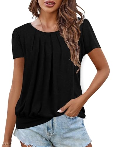 VahRuta Women's Short Sleeve Tunic Tops Scoop Neck Banded Bottom Summer T Shirt for Leggings2