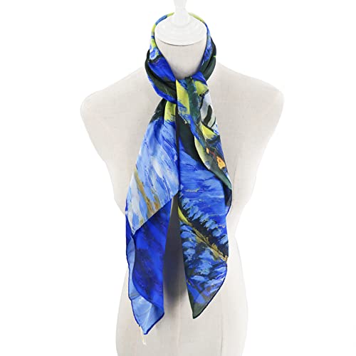 100% Mulberry Silk Scarf-Printed or Solid Color 35” Square Large Silk Hair Head Wrap Scarf With Gift Box Package