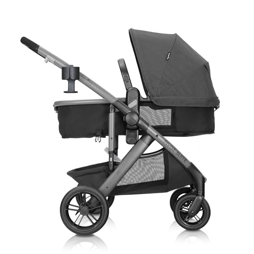 Image of Evenflo Pivot Suite Modular Travel System with LiteMax Infant Car Seat, Devon Gray