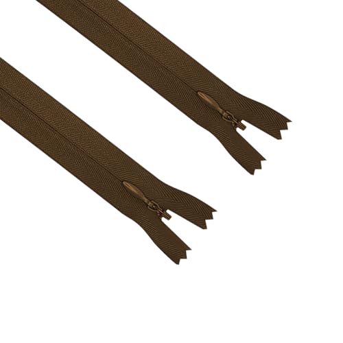 Image of ANPURZII 2PCS #3 28 Inch Brown Invisible Zippers for Sewing Skirts, Nylon Coil Bulk Zippers for Pocket, Pillow(Brown 28 inch 2PCS)
