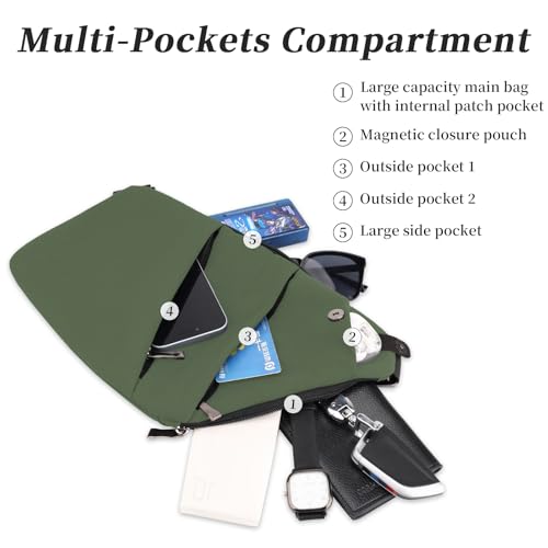 Image of Anti Theft Crossbody Bag,Sling Bag for Women Men,Multi-pocket Chest Shoulder Bag for Travel, Sport, Work