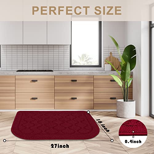 Hotbalzer 18×27 Inch Kitchen Rug, Comfort Standing Kitchen Mats For Floor Is Made Of 100% Polypropylene, Kitchen Rugs And Mats Non Skid Washable For Kitchen, Floor, Office, Sink, Laundry, Red #TOP3