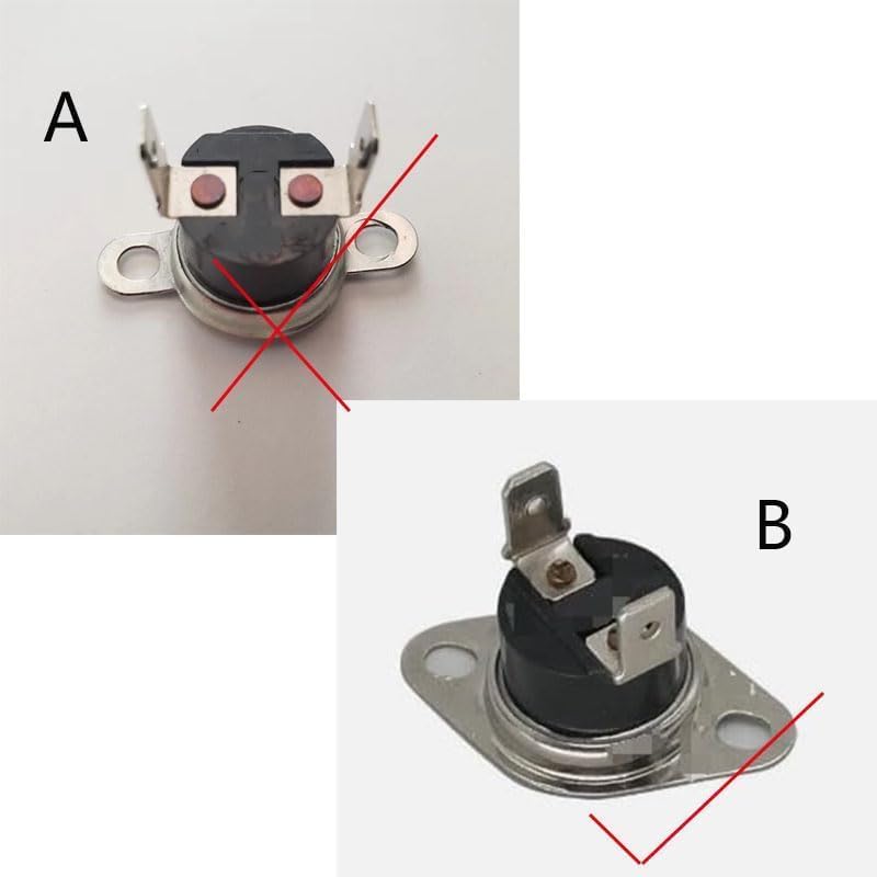 Comparison image showing correct and incorrect thermal fuse terminal orientations