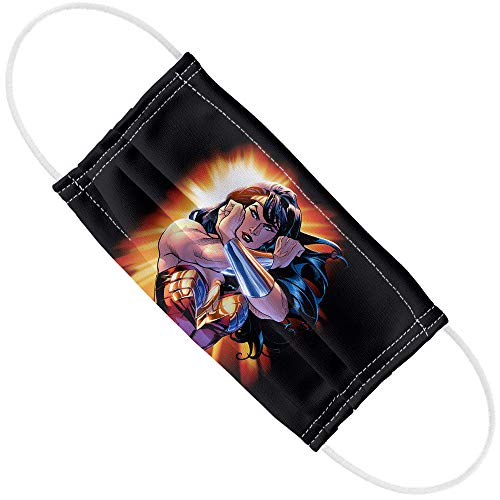 Popfunk Wonder Woman Wonder Rays 1-Ply Reusable Face Mask Covering with Adjustable Nose Wire, Unisex