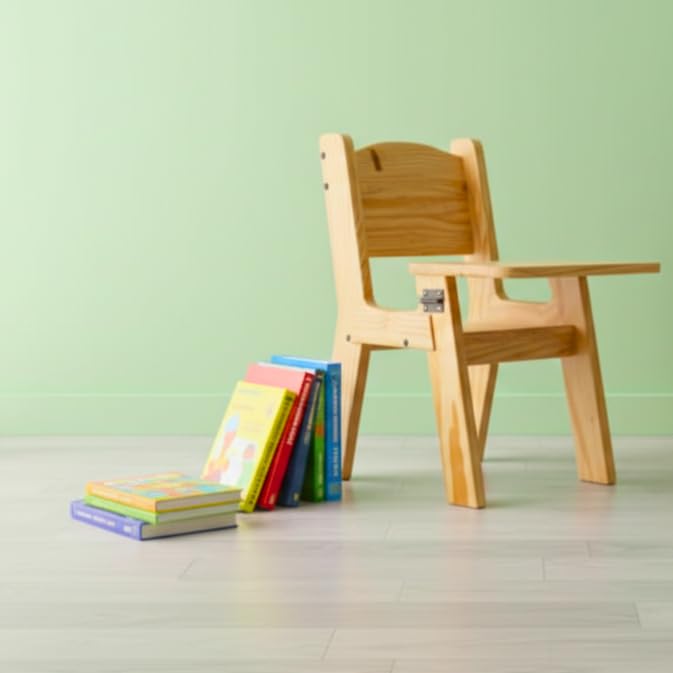 Image of KIDSSTUDIO Wooden Study Chair for Kids | Compact Learning Chair with Smooth Finish and Stable Structure | Lightweight Seating for Study Room and School Use | Wooden Desk for Reading and Writing