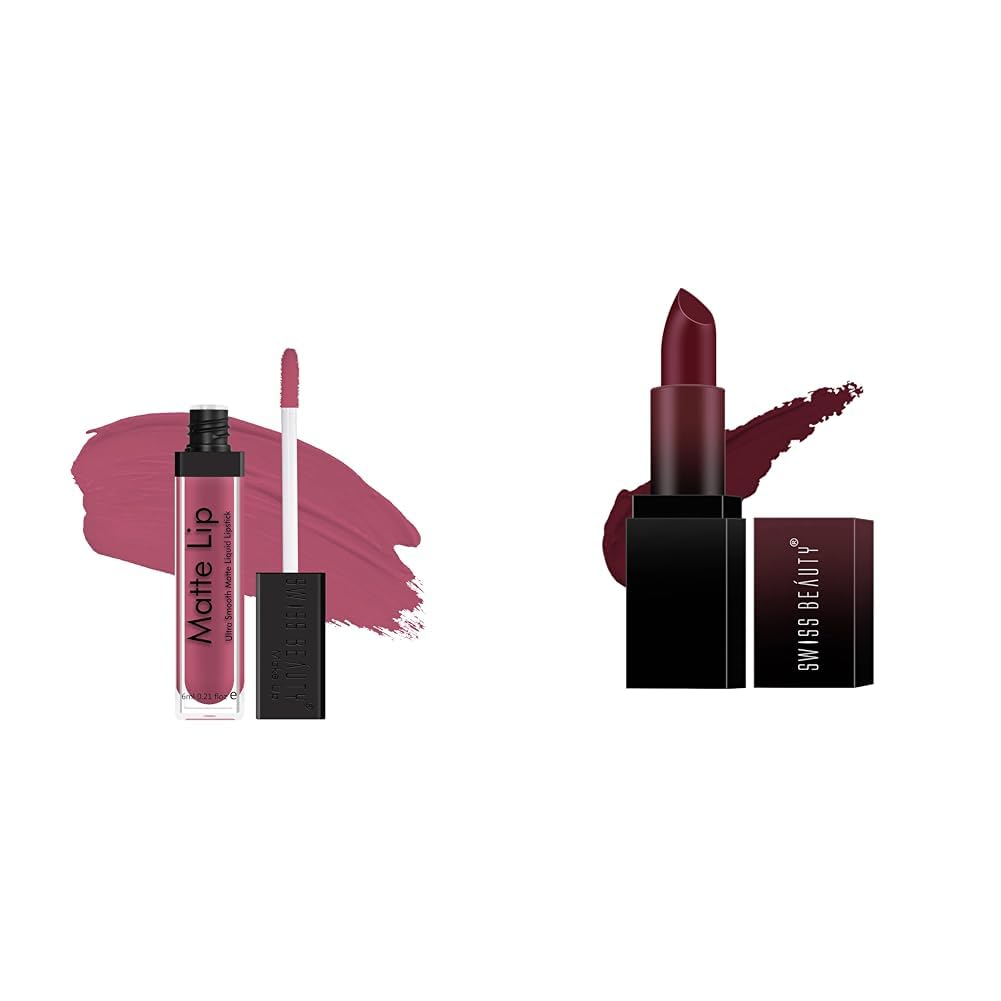 SWISS BEAUTY Ultra Smooth Matte Lip Liquid Lipstick- Mauve Pink, 6ml Hd Matte Pigmented Smudge Proof Lipstick | Creamy Matte Long Stay Lipstick | Murphy Brown, 3.4g SWISS BEAUTY Ultra Smooth Matte Lip Liquid Lipstick- Mauve Pink, 6ml Hd Matte Pigmented Smudge Proof Lipstick | Creamy Matte Long Stay Lipstick | Murphy Brown, 3.4g