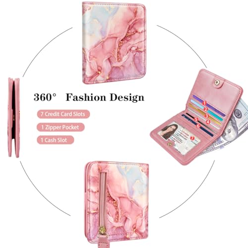 Image of Small Womens Wallet Thin Credit Card Holder Pocket Mini Purse | Compact Women Slim RFID Blocking Wallets Bifold Ladies Pocket Card Holders for Travel & Daily Use, Rainbow