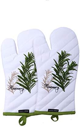 Amour Infini Oven Mitts, Unique Herb Garden Design, Oven Mitts Heat Resistant, 100% Cotton, Set of 2, Oven Mitt Size 7 x 13 Inches