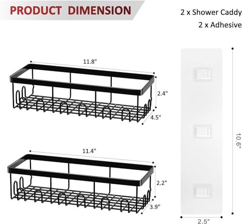 Image of iSTAR Stainless Steel Self Adhesive Multipurpose Bathroom Shelves with Hooks Wall Mount Storage Shelf Racks Bathroom Accessories Organizer, (Black,Powder Coated) Pack of 1