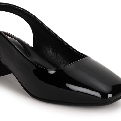 Image of Marc Loire Women Square Toe Solid Block Heel Pumps for Office, Party and Formal Wear