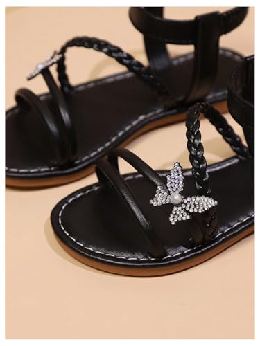GORGLITTER Girl's Dress Sandals Strappy Glitter Butterfly Open Toe Sandals3