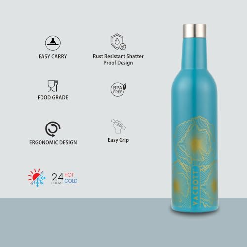Image of Clay Craft VACBOTT IVY Wine Gold Double Walled|18 Hours Hot and 24 Hours Cold Water Vacuum Insulated Flask Bottle|1 Pcs|1000 ml Water Bottles|Travelling|BPA-Free|BIS Certified|1Year Limited Warranty