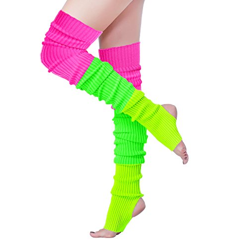 Image of v28 Women's Neon Knit Leg Warmer for 80s Party Dance Sports Yoga