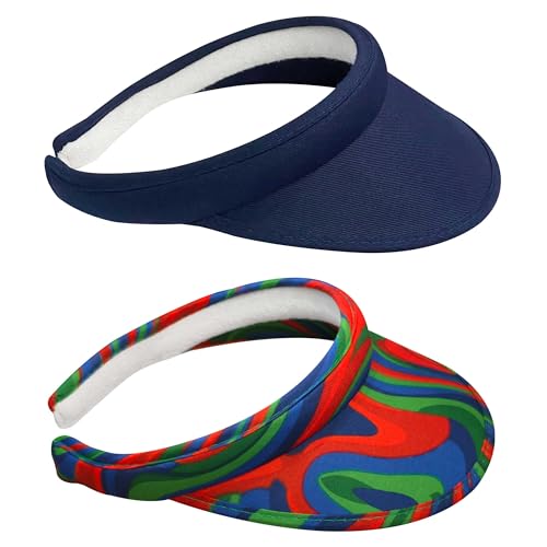 Image of 2 Pack Sun Visor Hats Women Men Clip On Wide Brim Visors Hat Outdoor Sports Golf Beach Travel Tennis Caps