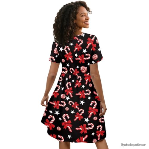 Image of Women's Summer Dresses Short Sleeve Formal Dresses with Pockets | Lightweight polyester fabric delivers cool airflow during hot summer outdoor activities
