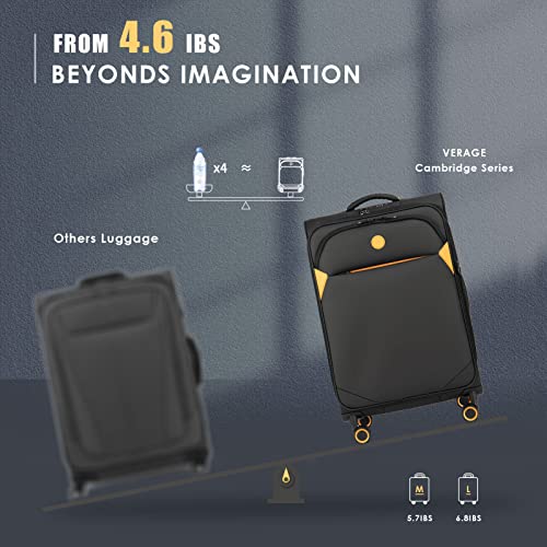 Verage Cambridge Lightweight 2 Piece Luggage Sets,Softside Expandable Spinner Wheel Suitcase,Black,2-Piece Set(20/24)