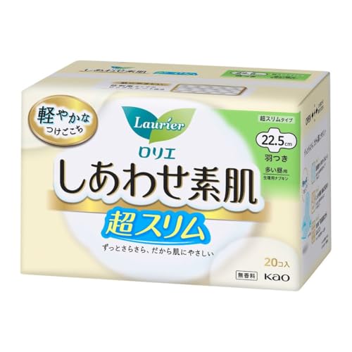 【花王】ロリエ しあわせ素肌 通気超スリム 多い昼用 羽つき 22.5cm 20個入 〔医薬部外品〕 ×10個セット
