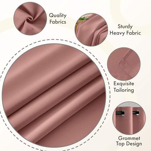 Image of MIULEE Dusty Rose Blackout Bedroom Curtains Drapes 84 Inch Long 52 inchx84 inch | Grommet Top, Room Darkening Window Drapes, Privacy Protection, Thermal Insulated, Heat Blocking, Light Blocking