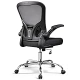 DEVAISE Office Chair Ergonomic Computer Desk Chair with Flip-up Armrests, Comfy Mesh with Adjustable Lumbar Support, Black