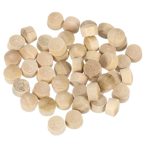 Image of uxcell 100Pcs 5 /16 Inch Flat Head Wood Plugs - Wooden Button Plugs for Screw Holes