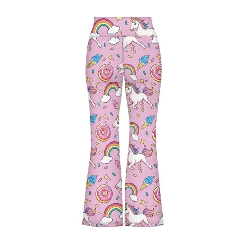 Image of Girls Leggings Floral Print High-Waisted Flared Pants 5-14 Years