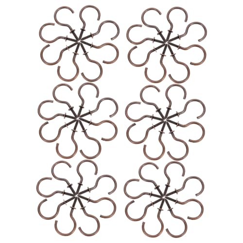 TOYZFRIENDY 50 piezas Ganchos de Tornillo de Resistentes para Techo Colgadores Metálicos Bronce para Uso Interior y Exterior Cocina y Jardín
