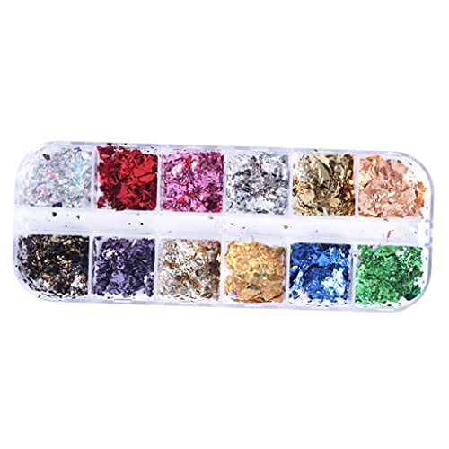 Syorica – 12 Color Nail Art Glitter Paillette Foils Flakes Nail Care Decoration CBY