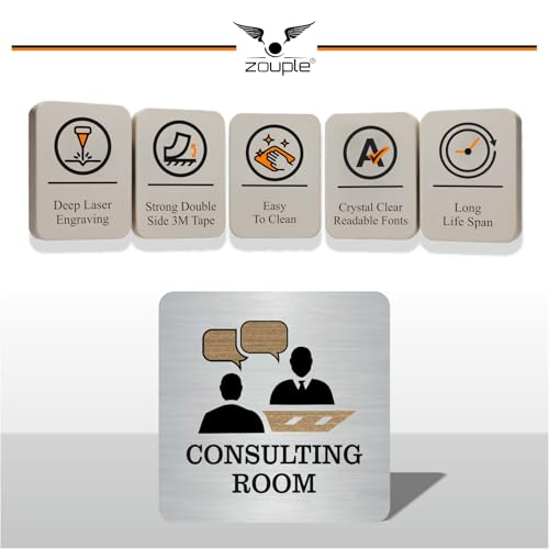 Image of CONFERENCE, CONSULTING ROOM Sign, 6x6 Inch, Durable Steel, Self-Adhesive