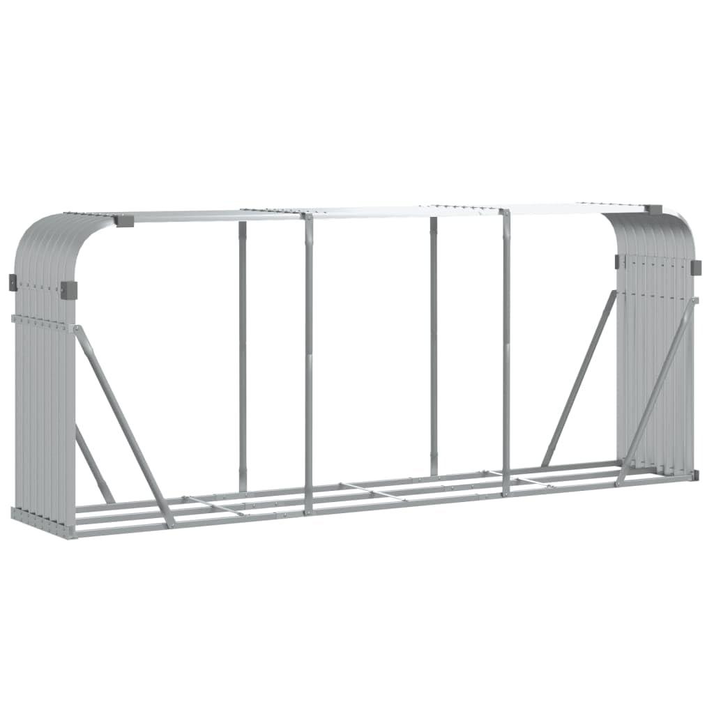 Leñero de Acero galvanizado Plateado 234x45x100 cm, Leñero Exterior, Guardar Leña Exterior, para Guardar Leña, Almacenaje Leña, Estante De Leña - 364595