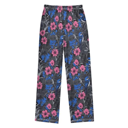 Pajama Pants Lounge Sleep PJ Bottoms Sleepwear Elastic Waist Drawstring S Cornflower Sparrow2