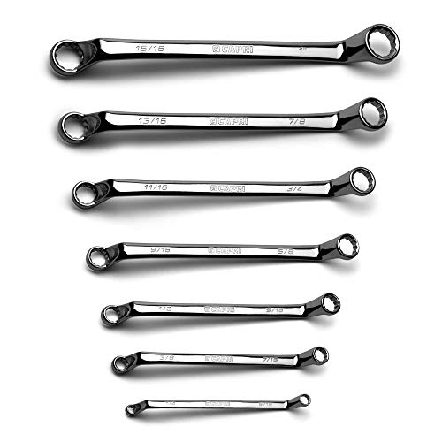 Image of Capri Tools 75-Degree Deep Offset Double Box End Wrench Set, 1 /4 to 1 in, SAE, 7-Piece with Heavy Duty Canvas Pouch