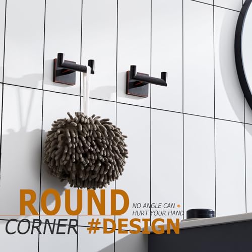 Image of KOKOSIRI Robe Hooks Bathroom Double Towel Coat Hook for Bath Kitchen Hardware Wall Mounted, 2 Pack Oil Rubbed Bronze Stainless Steel B1015ORB-P2