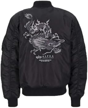 ★JunzzyMack☆MA-1 DRAGON FLIGHT Alpha Industries MA-1 Dragon EMB Bomber Jacket dla mężczyzn