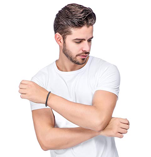 Jstyle 3Pcs Stainless Steel Braided Leather Bracelet For Men Women Leather Wrist Band Cuff Bangle Bracelet Clasp 7.5-8.5 Inches #TOP5