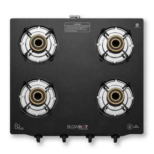 Image of BLOWHOT 4B Burner Auto Ignition PREMIUM Gas Stove Stainless Steel Dip Tray - Toughened Glass Cook Top - 2 Year General Warranty