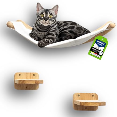 AZANO® Mur d'Escalade pour Chat - Hamac XL Extra Stable et Grand Avec Escalier | Échelle Avec...