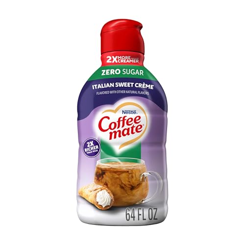 Coffee mate Italian Sweet Crème Flavored Coffee Creamer, Zero Sugar Creamer, Gluten-Free Creamer, Liquid Creamer, 126 Servings