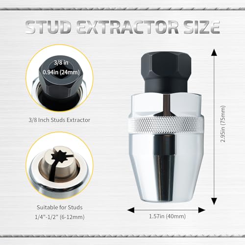Image of Bolt & Stud Extractor Kit (1 /4 inch-3 /4 inch / 6-19mm) for Broken, Rounded, Seized, Rusted Bolts - Damaged Stud Remover Tool Set