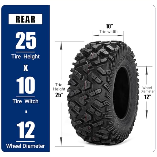 Image of Set of 2 FORERUNNER 25X10-12 ATV Tires, 6PR Tubeless UTV Tires, All-terrain Tires