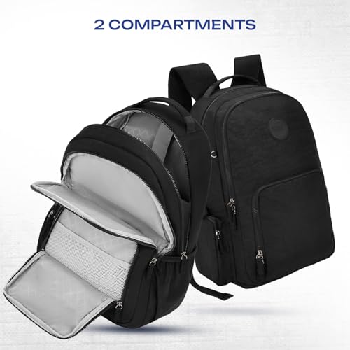 Image of Safari Jet 25L Laptop Backpack, School Bag for Boys and Girls, College Bag, Office Bag, Travel Bag for Men and Women, 2 Compartments, Organiser, Bottle Holder, Front Pocket for Chargers, Black