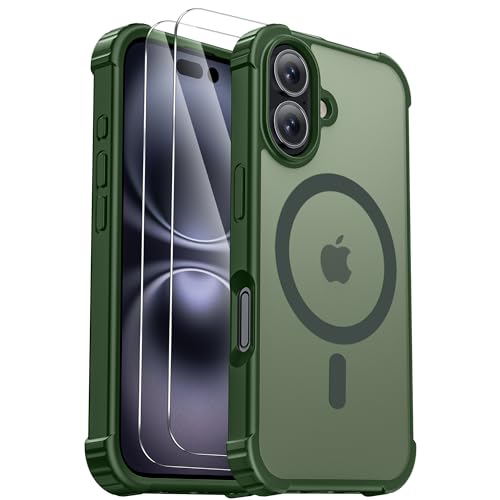 Gotubiim iPhone 16 Plus�p �P�[�X [MagSafe�Ή�] [�X�N���[���v���e�N�^�[2��] [�R�p�O���[�h�̗��������ς�] ���ϋv���C�X�}�z�P�[�X iPhone 16 Plus 6.7�C���`�p�A�O���[��