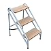 XBSLJ Stołki schodowe składane stopnie drewniany taboret drabinkowy dla dorosłych / dzieci przenośny 3-stopniowy stojak na kwiaty / półka do przechowywania / taboret schodowy wytrzymała stal, pojemność 100 kg - biały